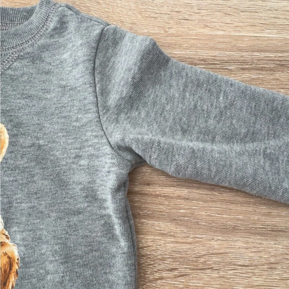 Ralph Lauren Polo‎ Bear Gray Fleece Coverall One Piece Size 6 Months